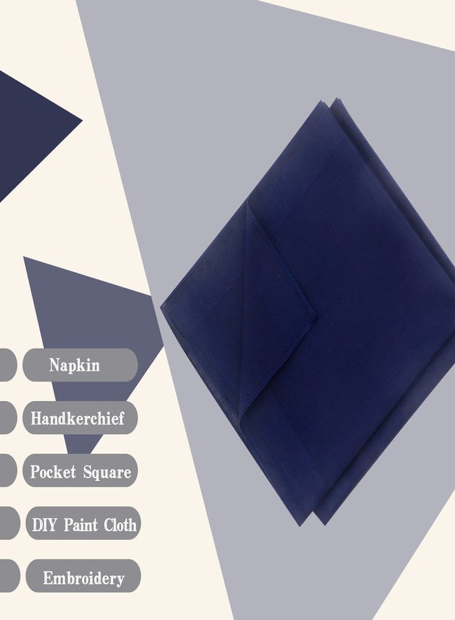 GB Selected Men's Cotton Handkerchiefs, Assorted Solid Color Pocket Square Hankies with Stripe - Navy - Image 3